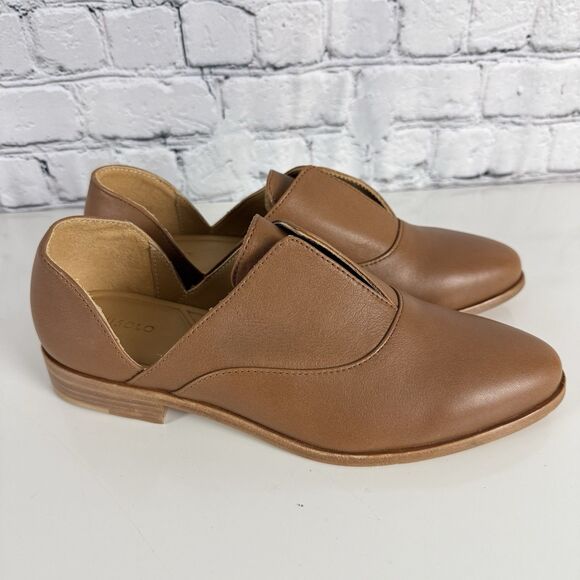 Nisolo Emma D'Orsay Oxford Loafers Shoes Leather Slip On Flats Nutmeg Womens 8.5 - Picture 1 of 13